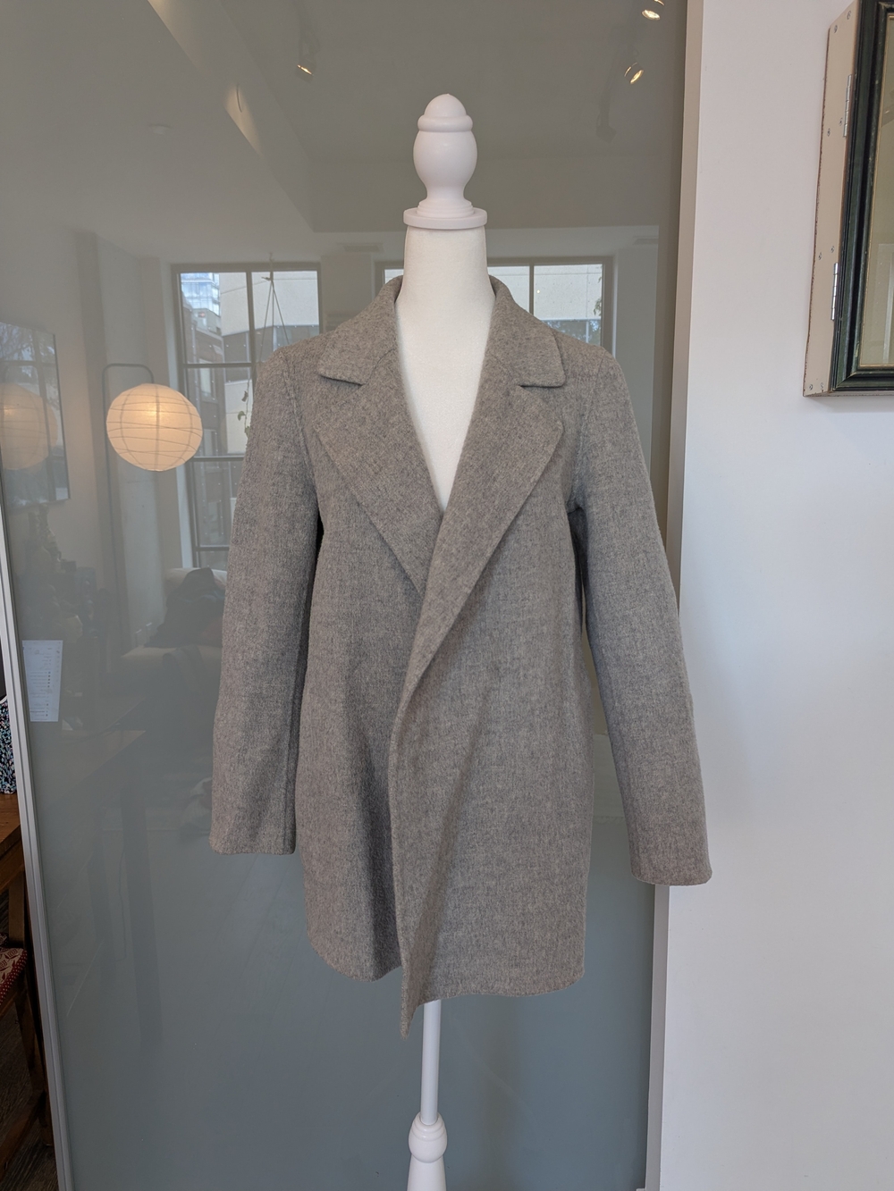 Theory Light Gray Wool-Blend Pea Coat